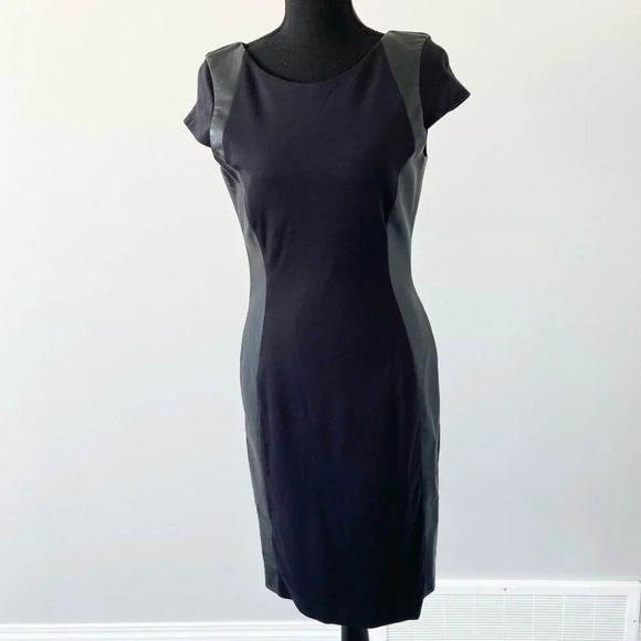 Olsen Europe Faux Leather  Trim Sheath Dress - Picture 1 of 16